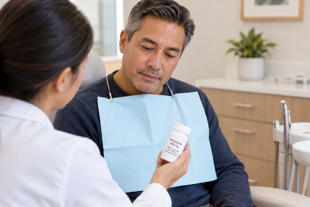 Medication list and a dental appointment card