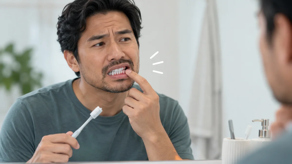 Periodontal probe measuring a gum pocket