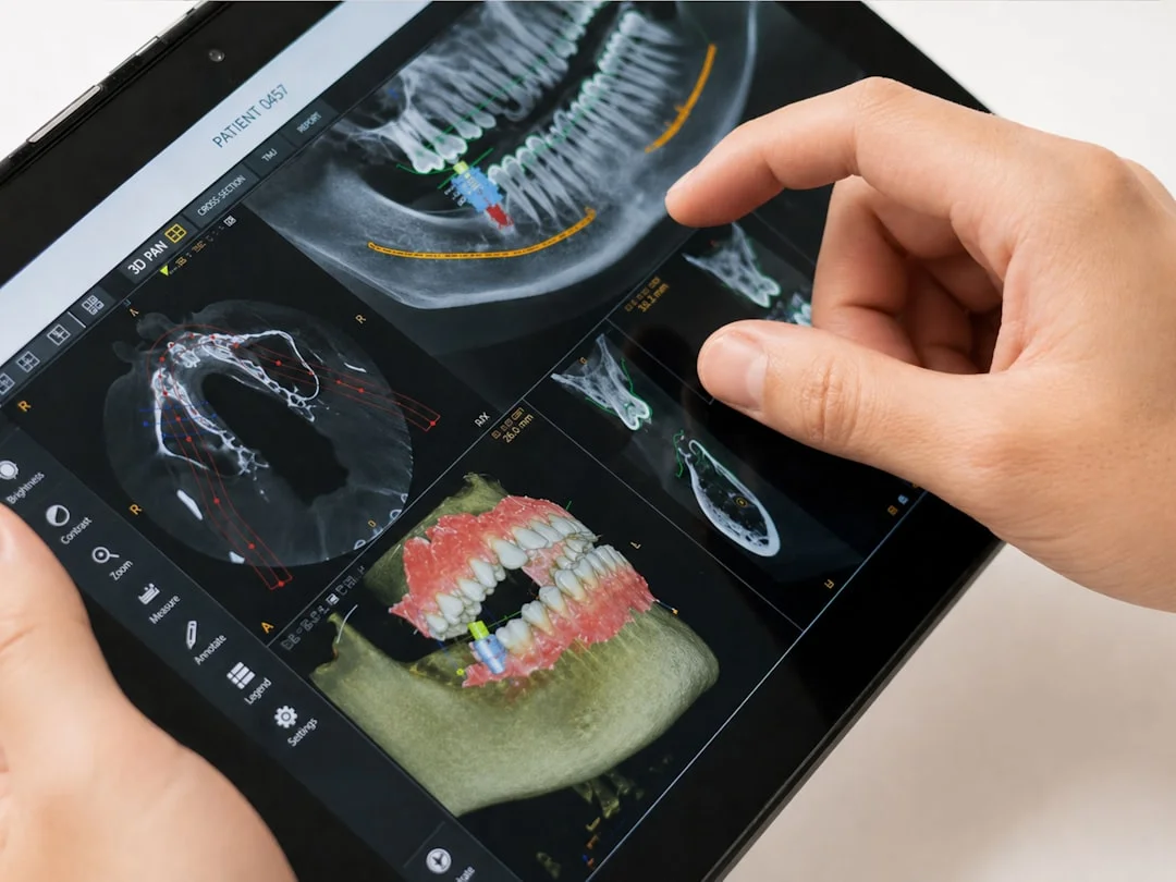Overjet AI overlay highlighting findings on a dental X-ray