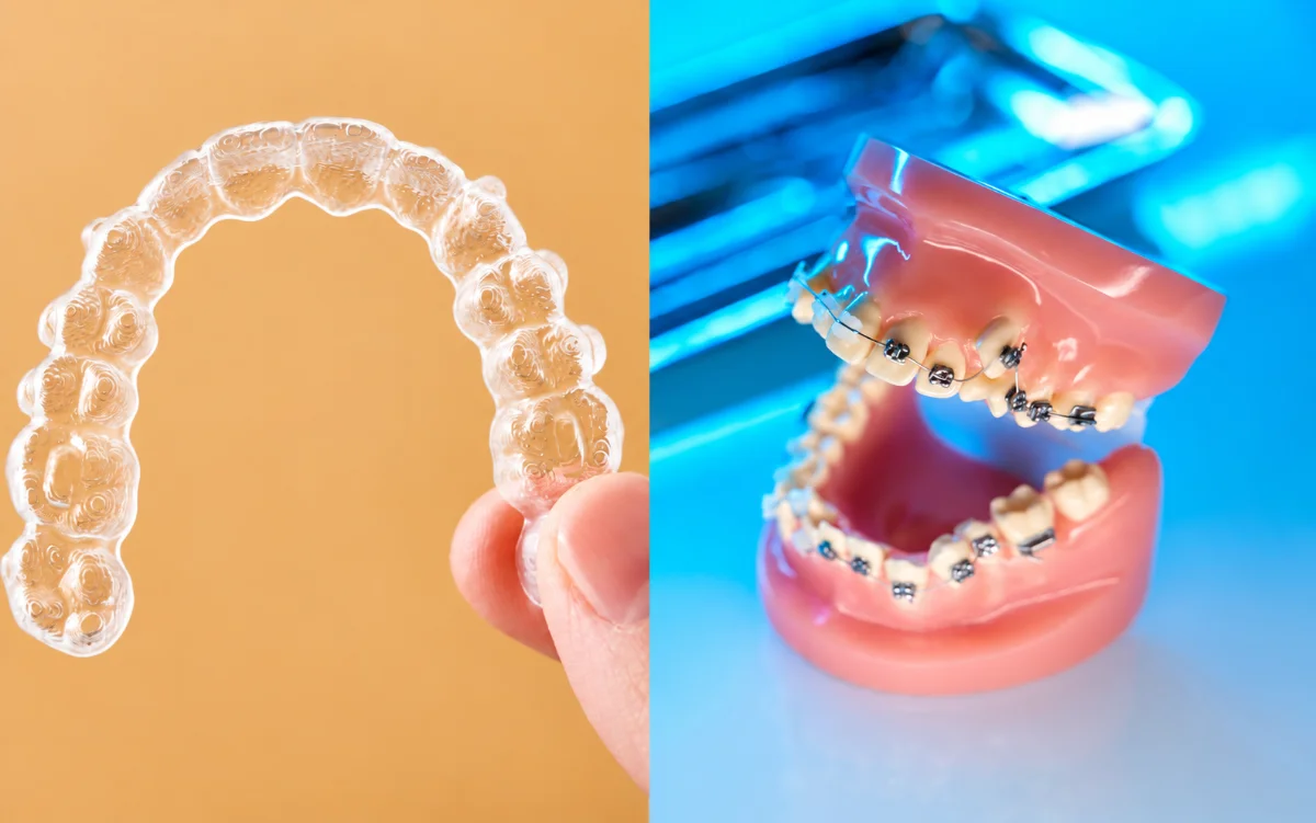 Clear aligner on a 3D-printed model