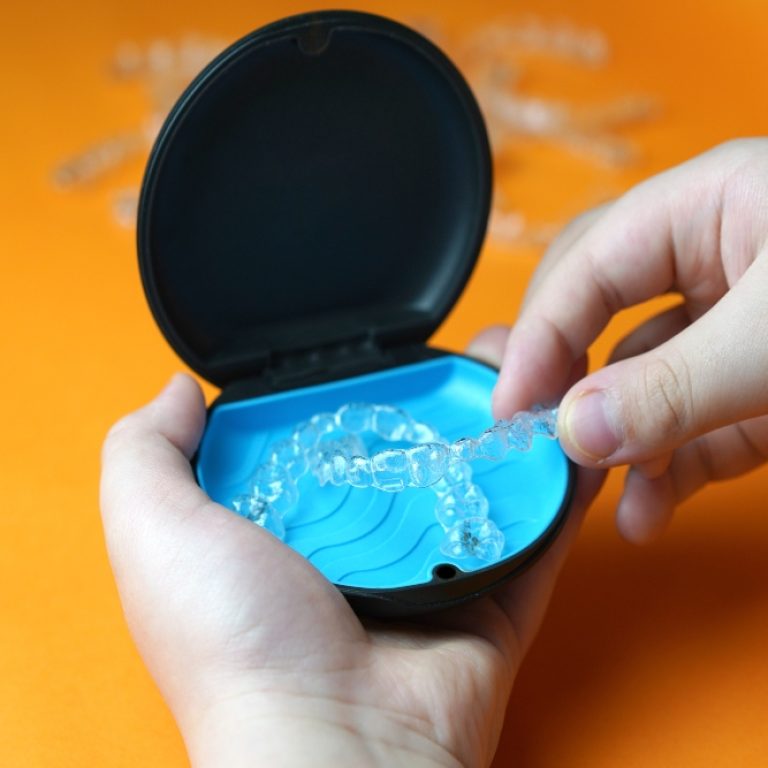 hand hold invisible brace with case for dental teeth correction